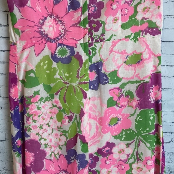 TOBY For Young Hawaii Vintage Floral Eyelet Sleeveless Maxi Dress S Luau Retro - Picture 8 of 16